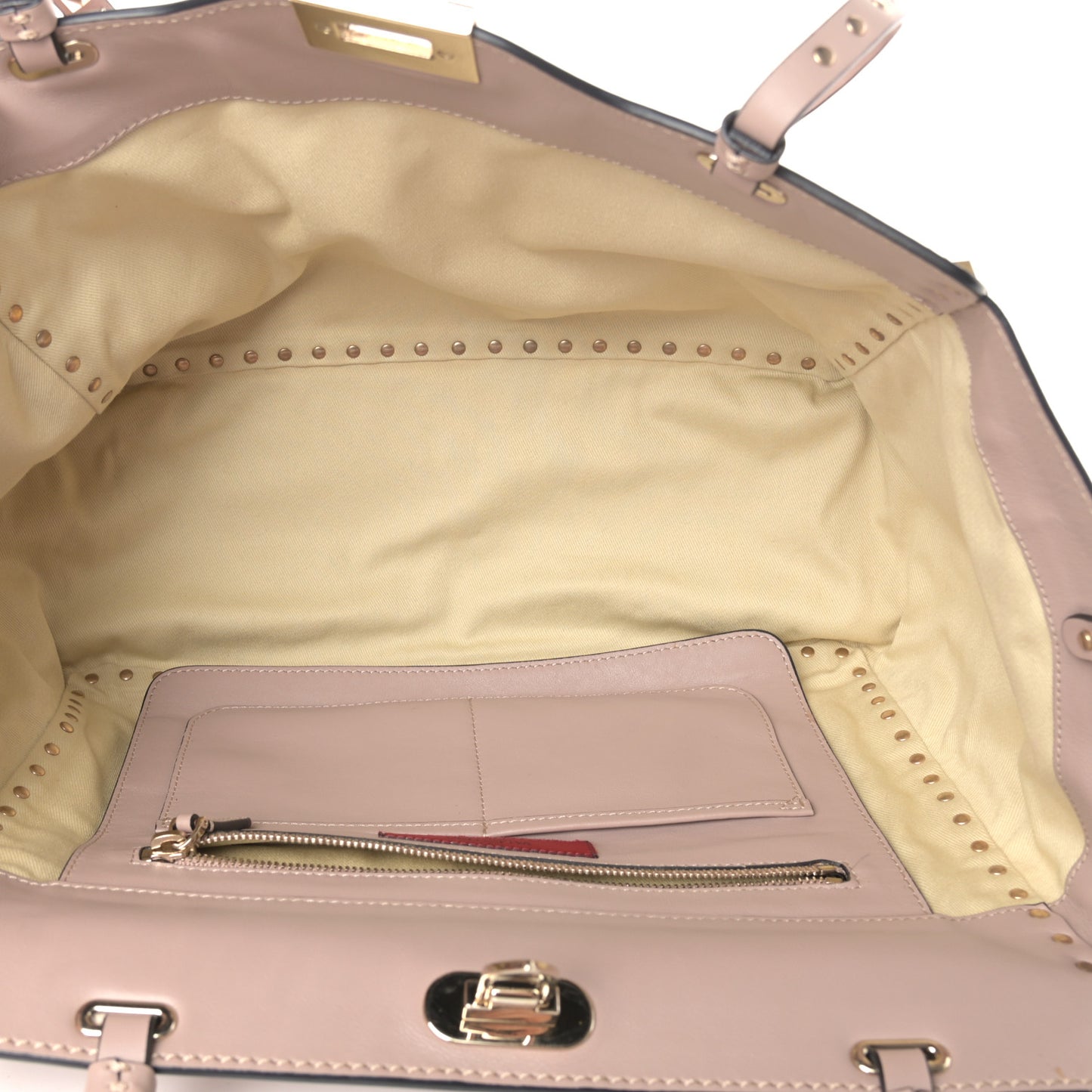 Vitello Medium Rockstud Tote Poudre