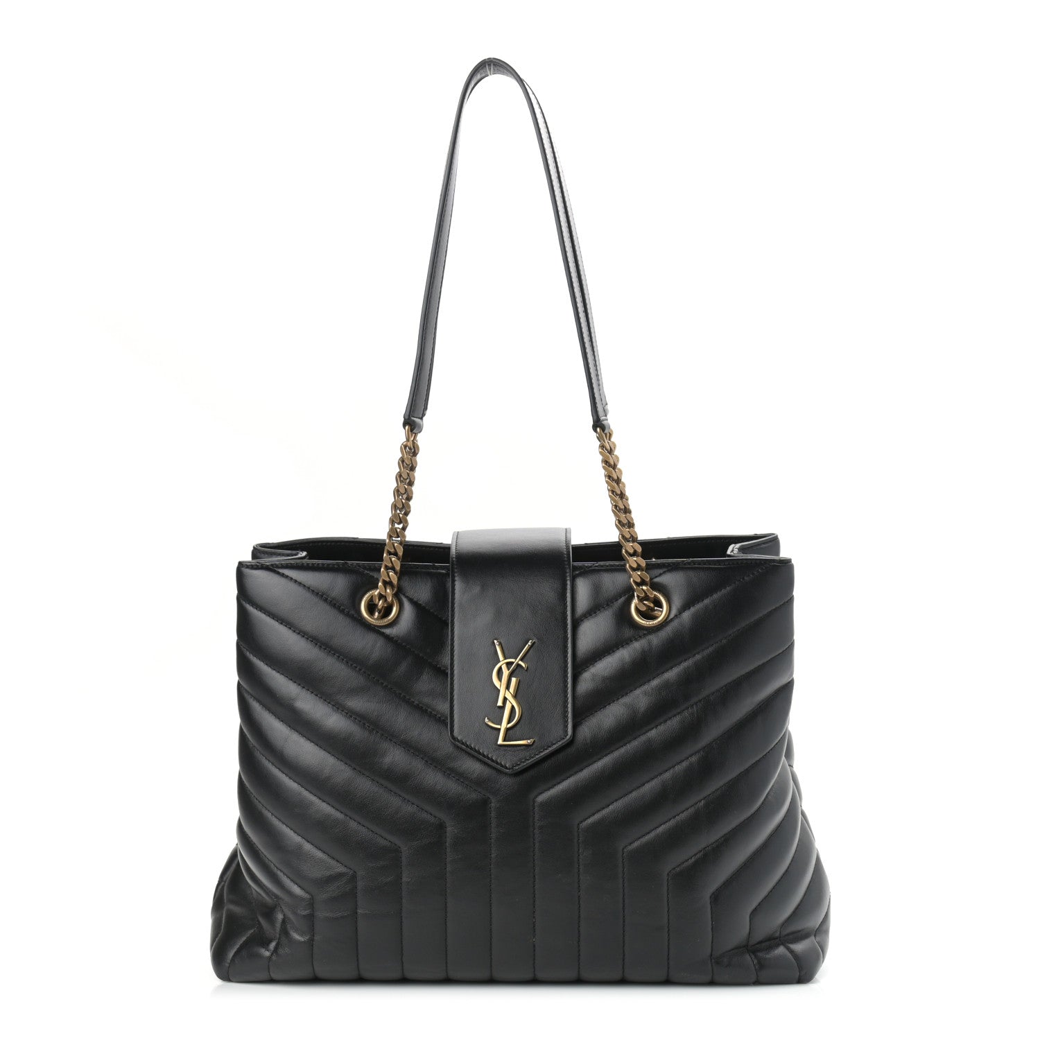 Saint Laurent Calfskin Y Quilted Monogram Large Loulou Shopper Black 1 of 10