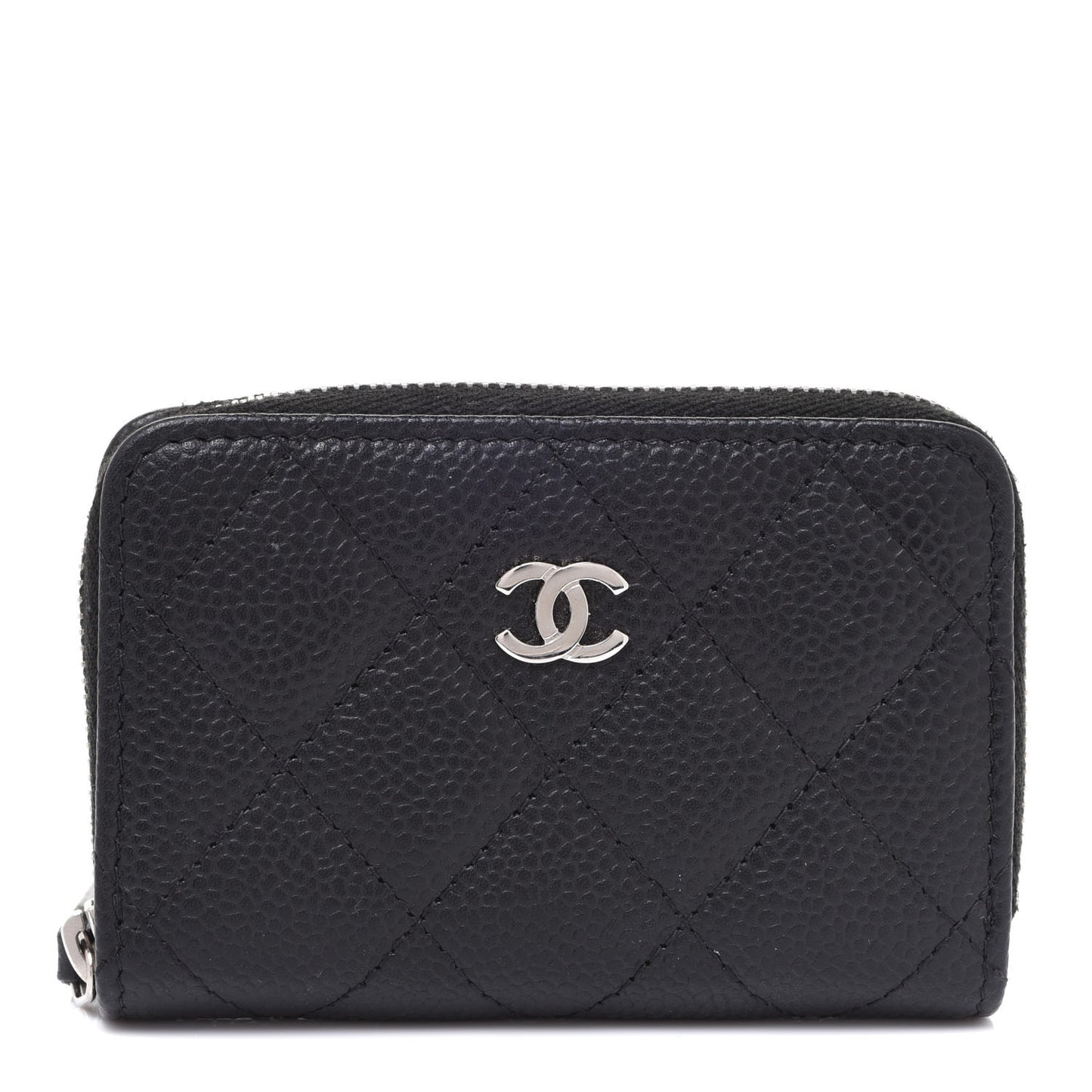 Caviar Quilted Zip Coin Purse Black