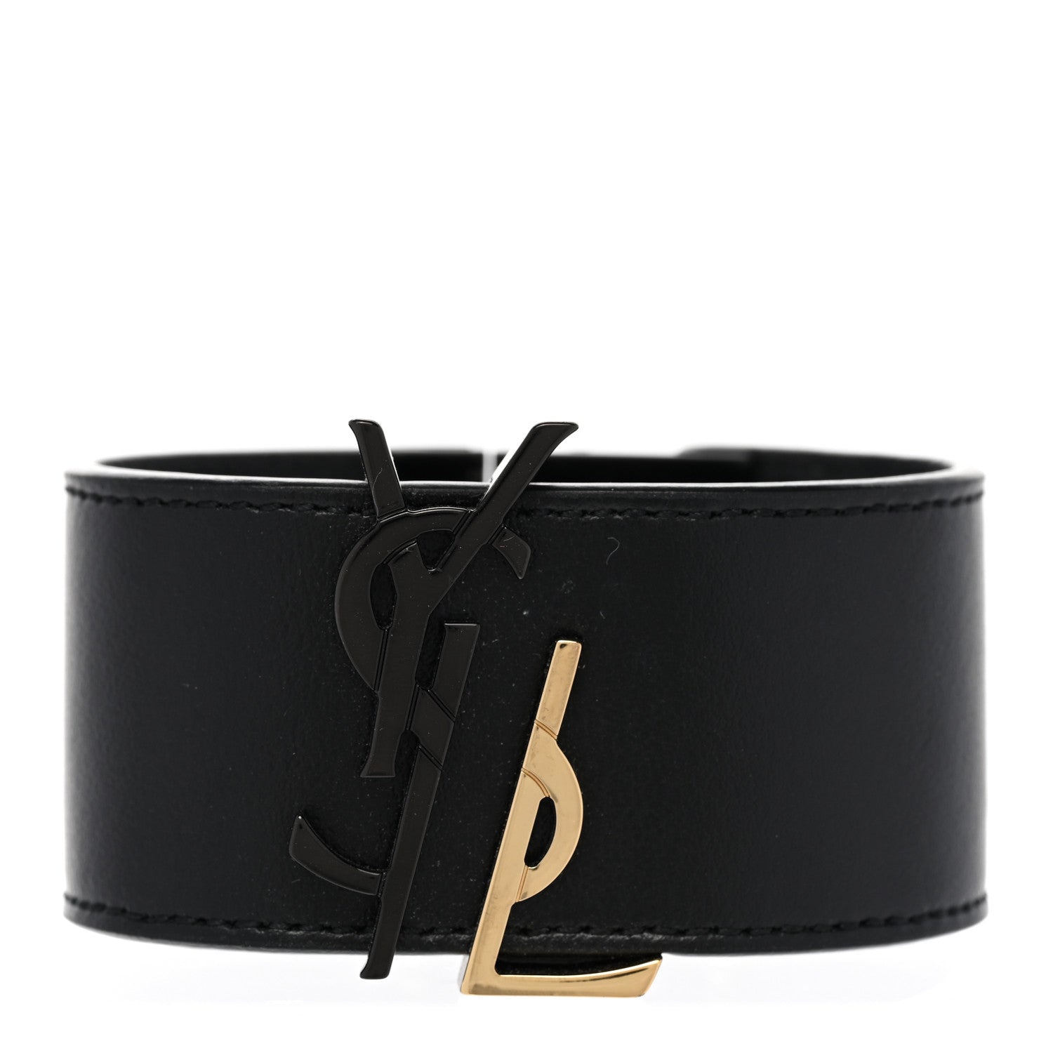 Saint Laurent Calfskin Monogram Bracelet Black 1 of 7