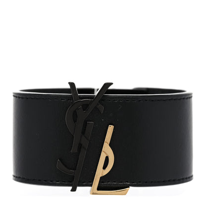 Saint Laurent Calfskin Monogram Bracelet Black 1 of 7