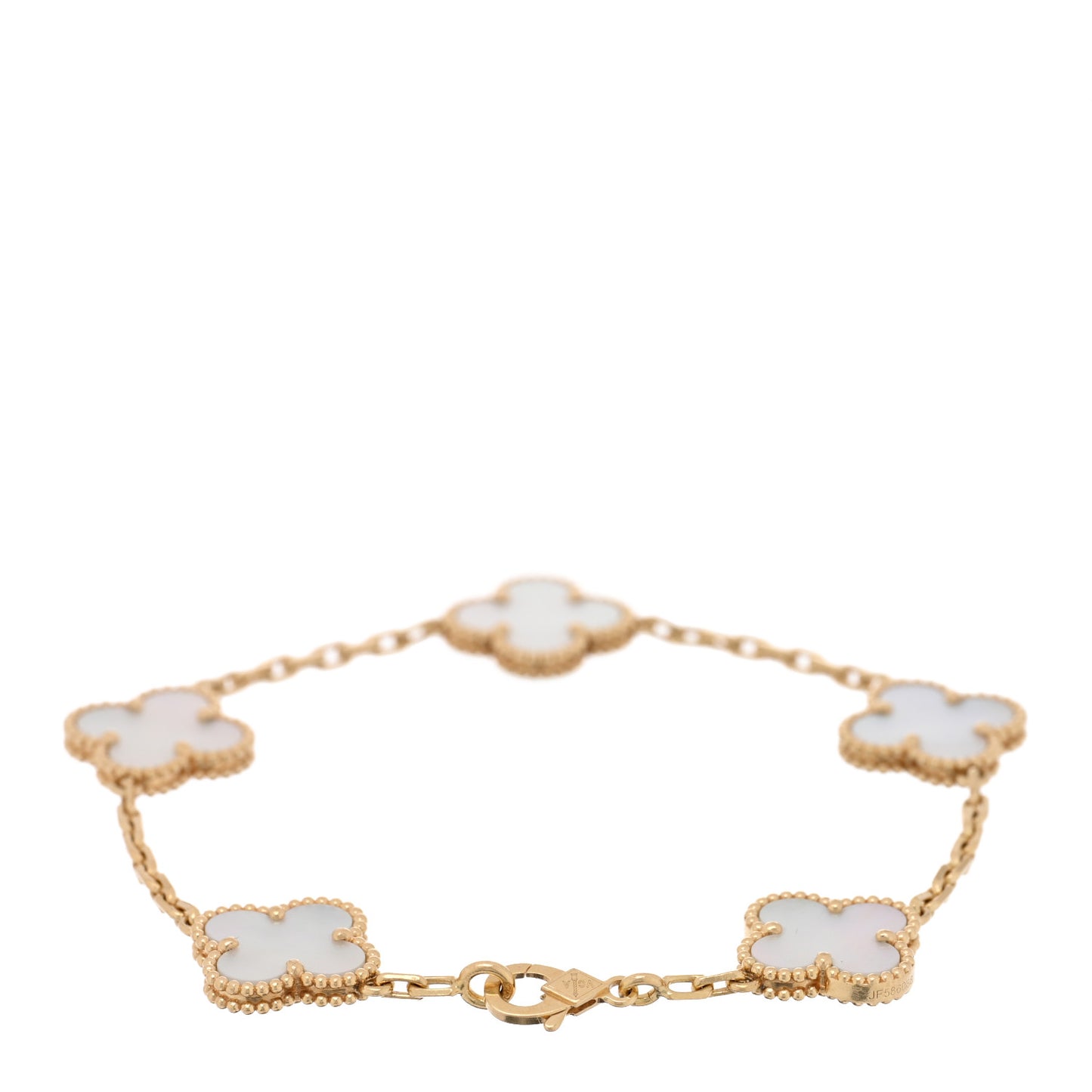 18K Yellow Gold Mother of Pearl 5 Motifs Vintage Alhambra Bracelet