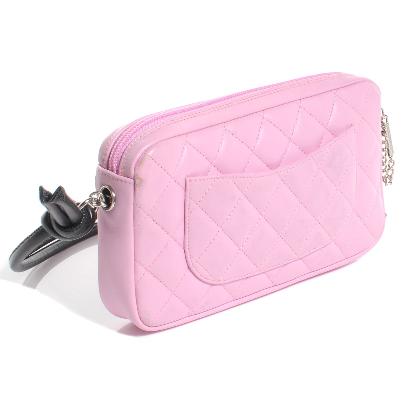 Calfskin Quilted Cambon Pochette Pink Black