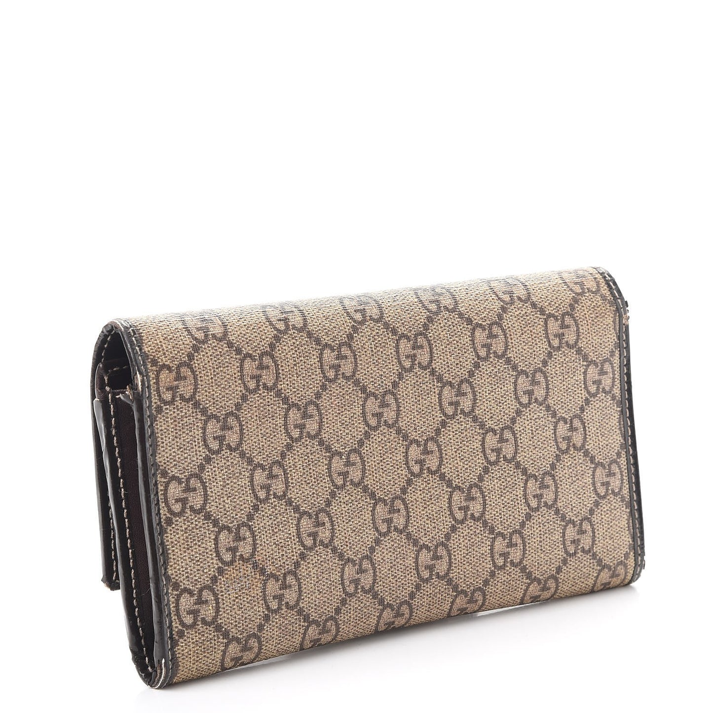 GG Supreme Monogram Tattoo Heart Continental Wallet Brown