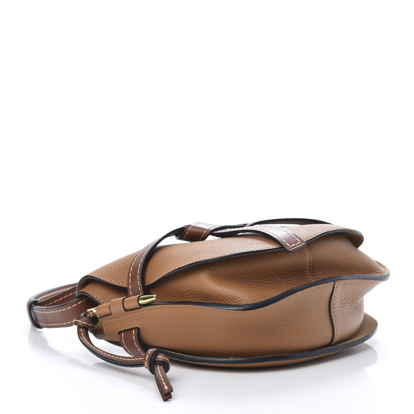 Grained Calfskin Small Gate Crossbody Bag Caramel Pecan
