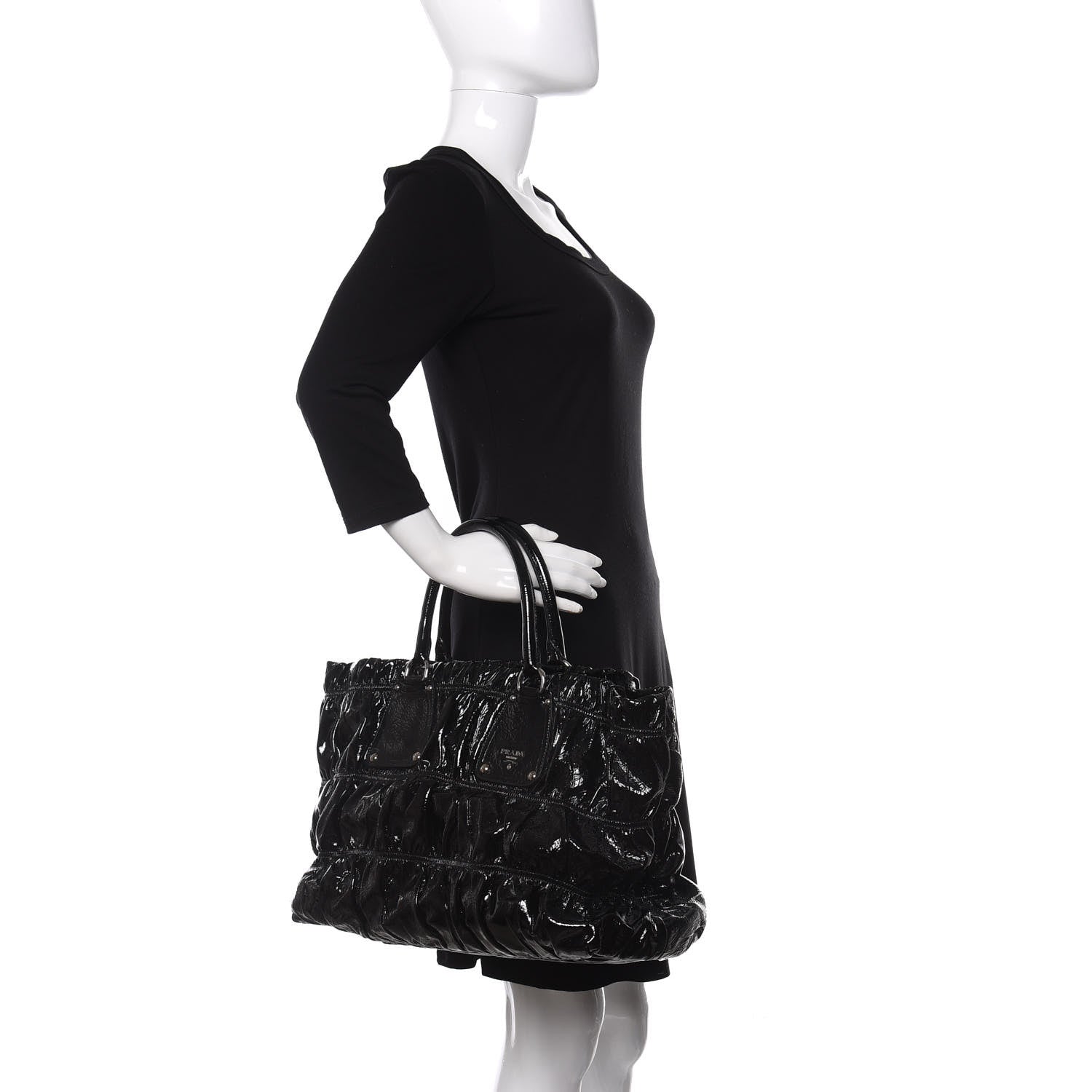 Prada Vernice Gaufre Tote Black 2 of 10