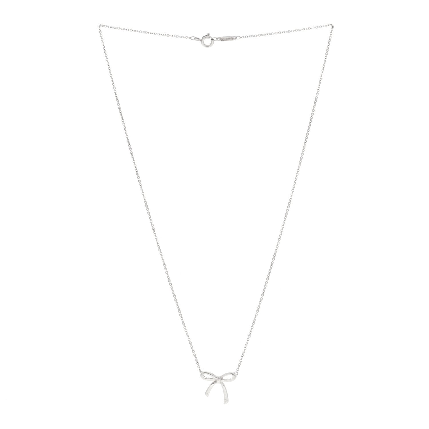 Tiffany Sterling Silver Small Bow Pendant Necklace 3 of 4