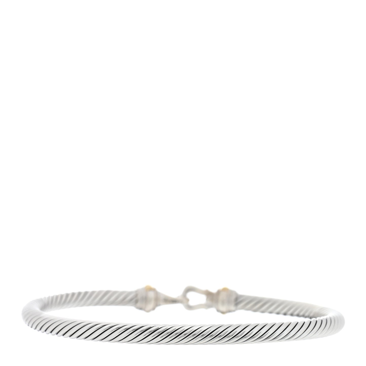 Sterling Silver 18K Yellow Gold 4mm Cable Classic Buckle Bracelet