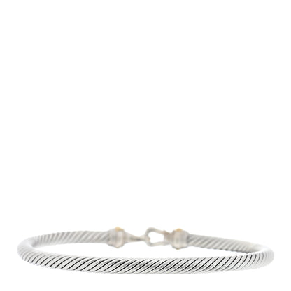 David Yurman Sterling Silver 18K Yellow Gold 4mm Cable Classic Buckle Bracelet 2 of 3