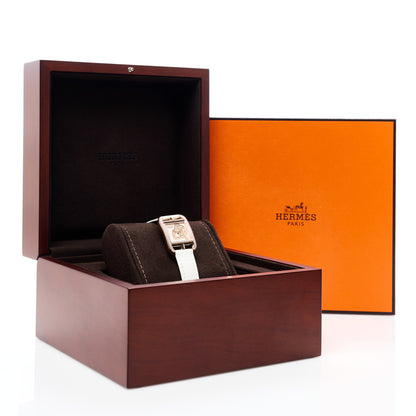 Hermes 18K Rose Gold Alligator Diamond Bezel 23mm Cape Cod Chaine d'Ancre Joaillier Quartz Watch Blanc 5 of 5