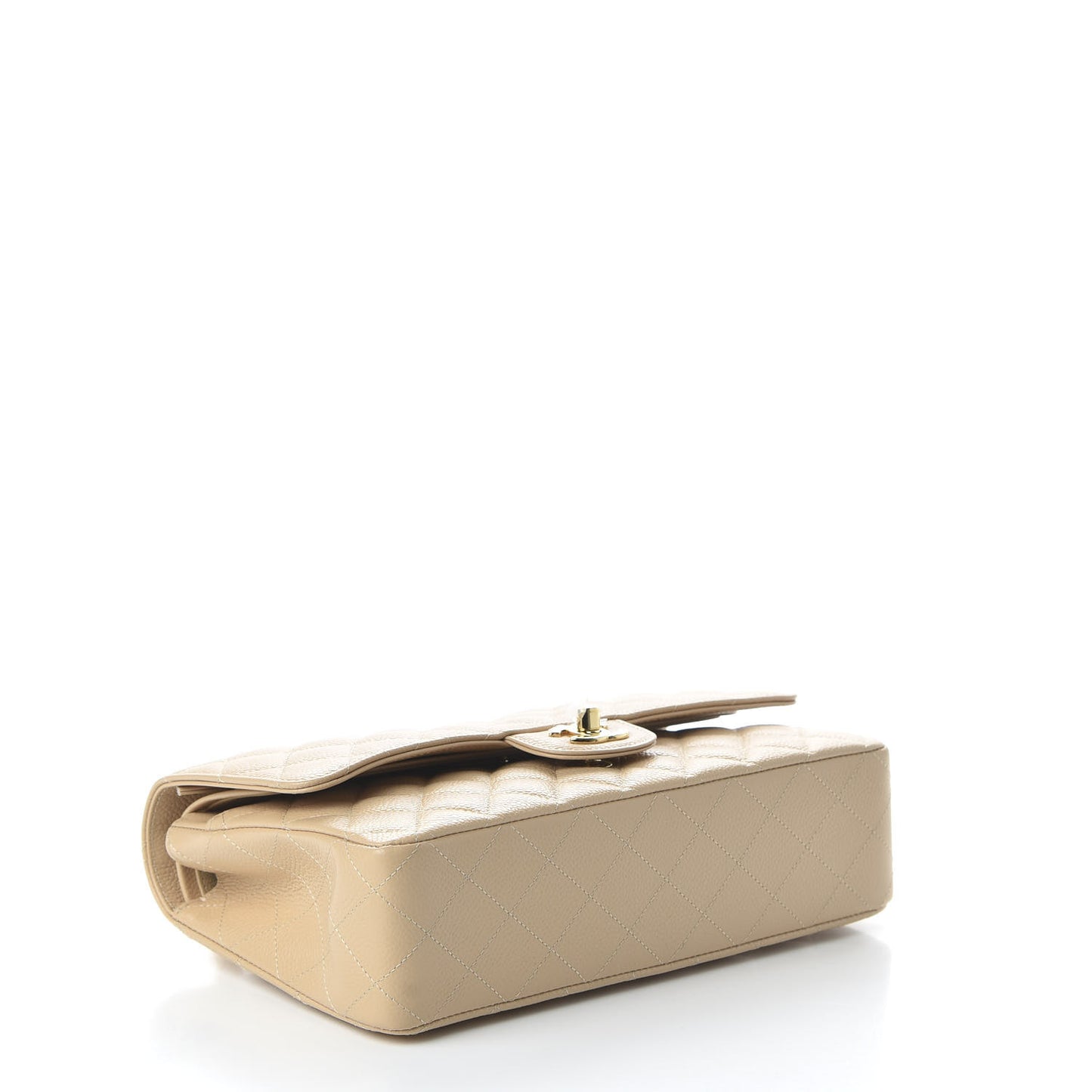 Caviar Quilted Medium Double Flap Beige Clair