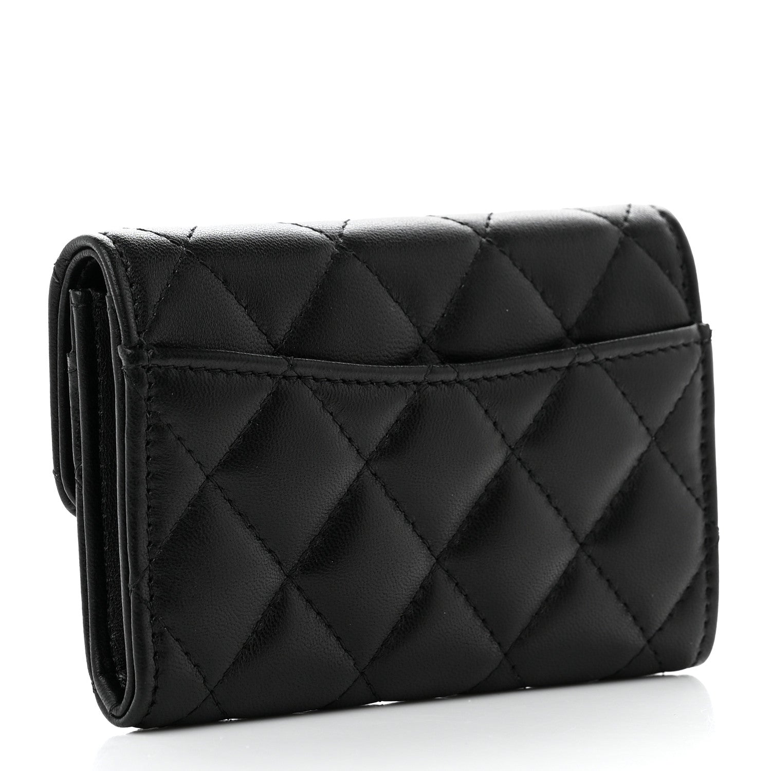 Chanel Lambskin Quilted Flap Card Holder Wallet Black 3 of 9