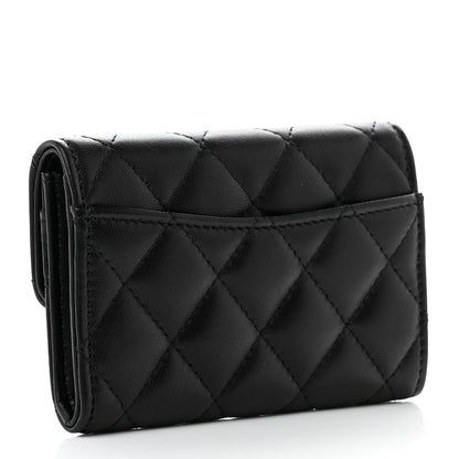 Chanel Lambskin Quilted Flap Card Holder Wallet Black 3 of 9