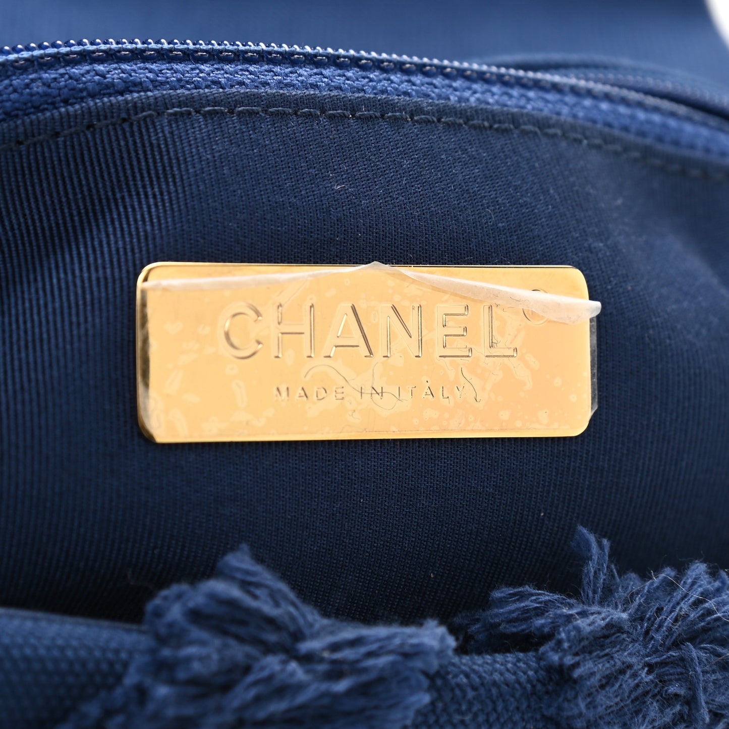 Cotton Canvas Quilted Medium Chanel 19 Flap Navy Blue