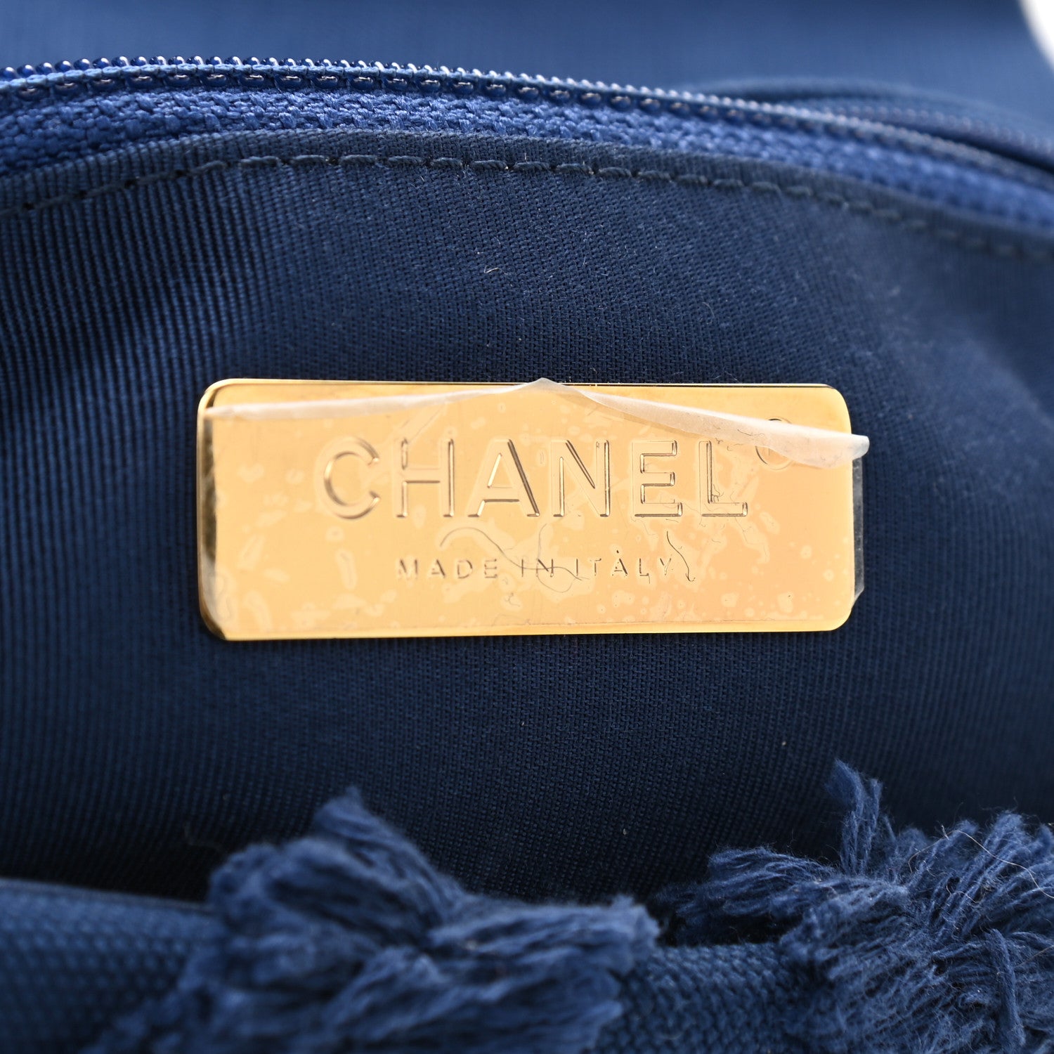 Chanel Cotton Canvas Quilted Medium Chanel 19 Flap Navy Blue 5 of 9