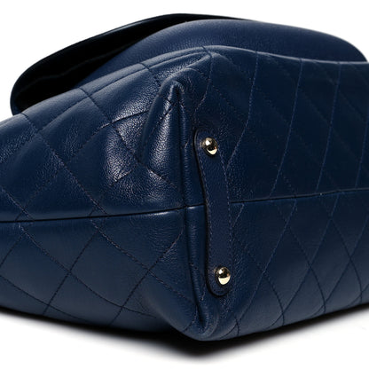 Chanel Sheepskin Caviar Quilted Large Shopping Tote Navy 9 of 11