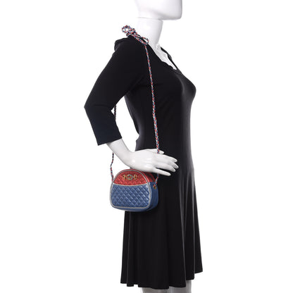Gucci Laminated Nappa Trapuntata Mini Zumi Dome Shoulder Bag Rosso Marine Argento 2 of 10