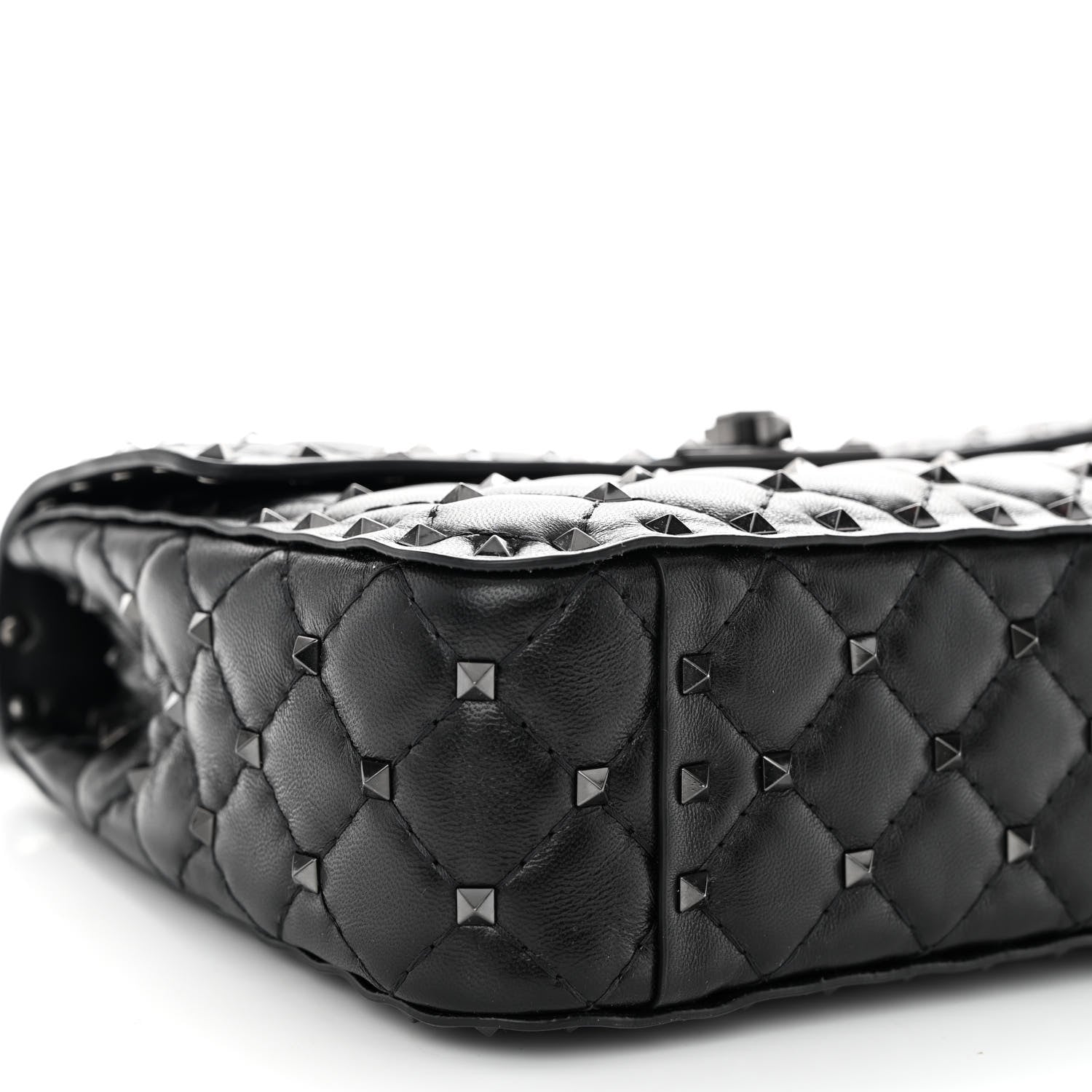 Valentino Garavani Lambskin Medium Rockstud Spike Shoulder Bag Black 8 of 9