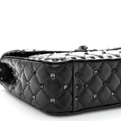 Valentino Garavani Lambskin Medium Rockstud Spike Shoulder Bag Black 8 of 9