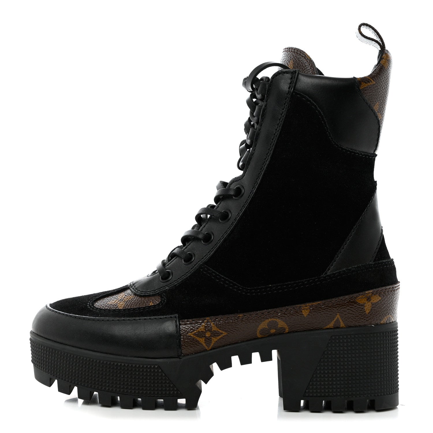 Louis Vuitton Suede Calfskin Monogram Laureate Platform Desert Boots 36 Black 1 of 9