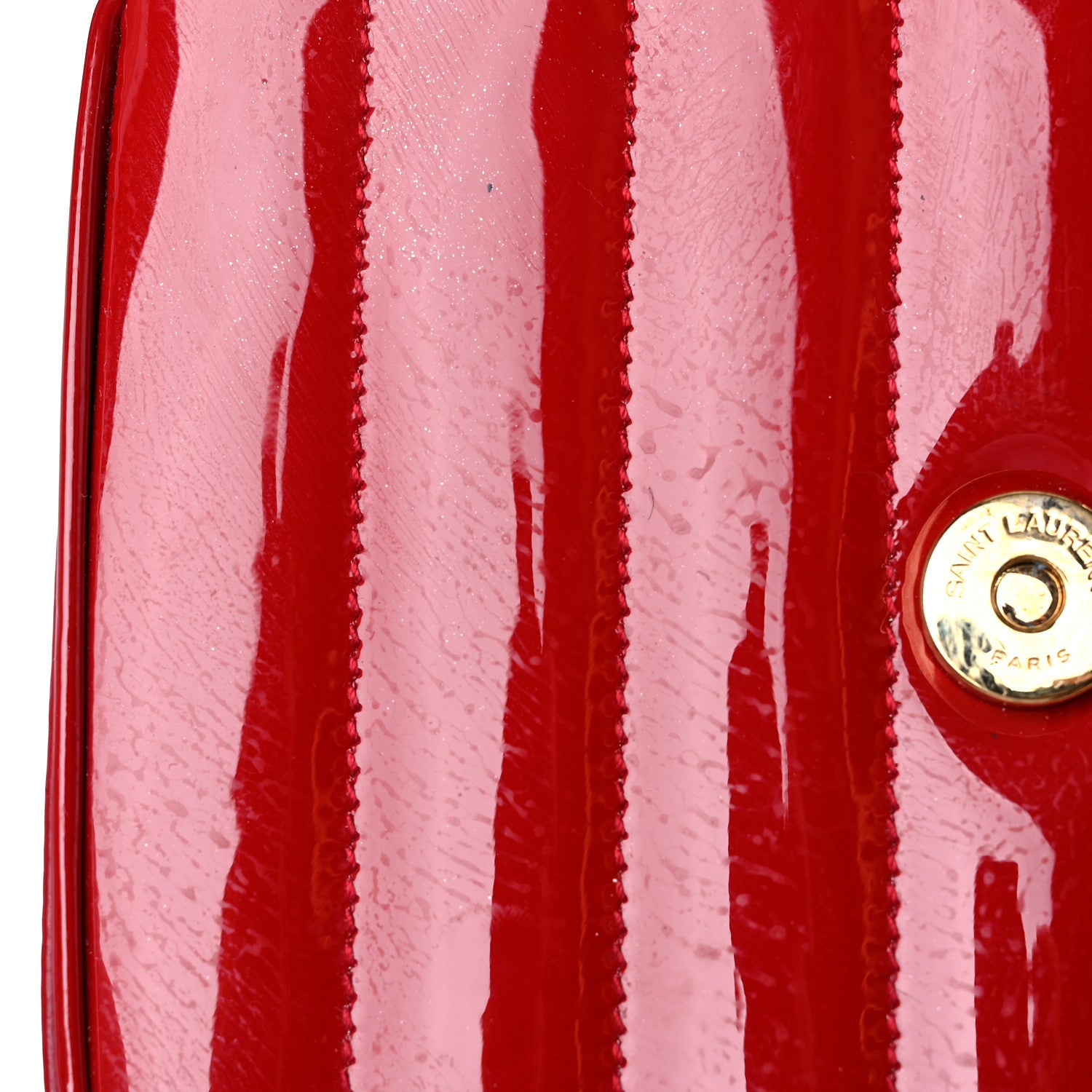 Saint Laurent Patent Matelasse Monogram Small Vicky Chain Bag Red 15 of 17