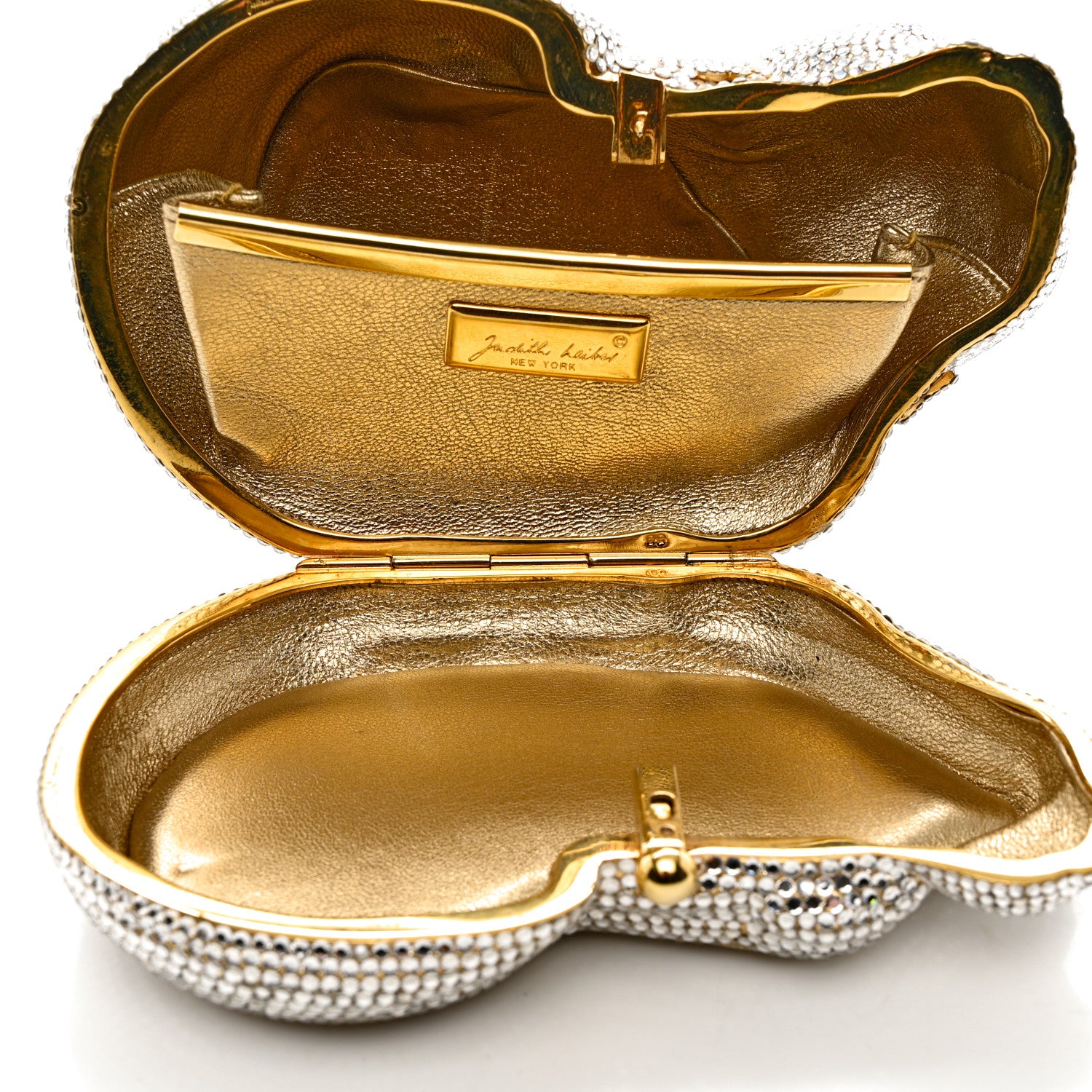 Judith Leiber Swarovski Crystal Sleeping Cat Minaudiere Clutch Silver 5 of 10