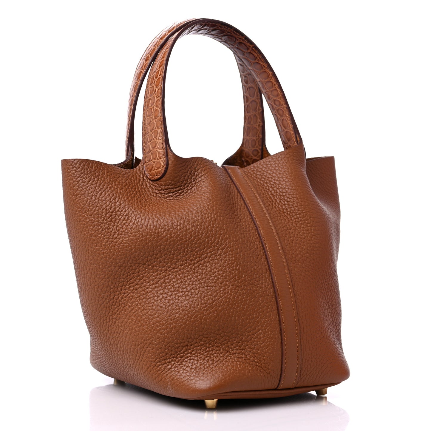 Taurillon Clemence Matte Alligator Picotin Lock Touch 18 PM Gold