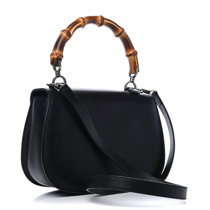 Gucci Shangai Calfskin Small Classic Bamboo Top Handle Bag Black 2 of 5