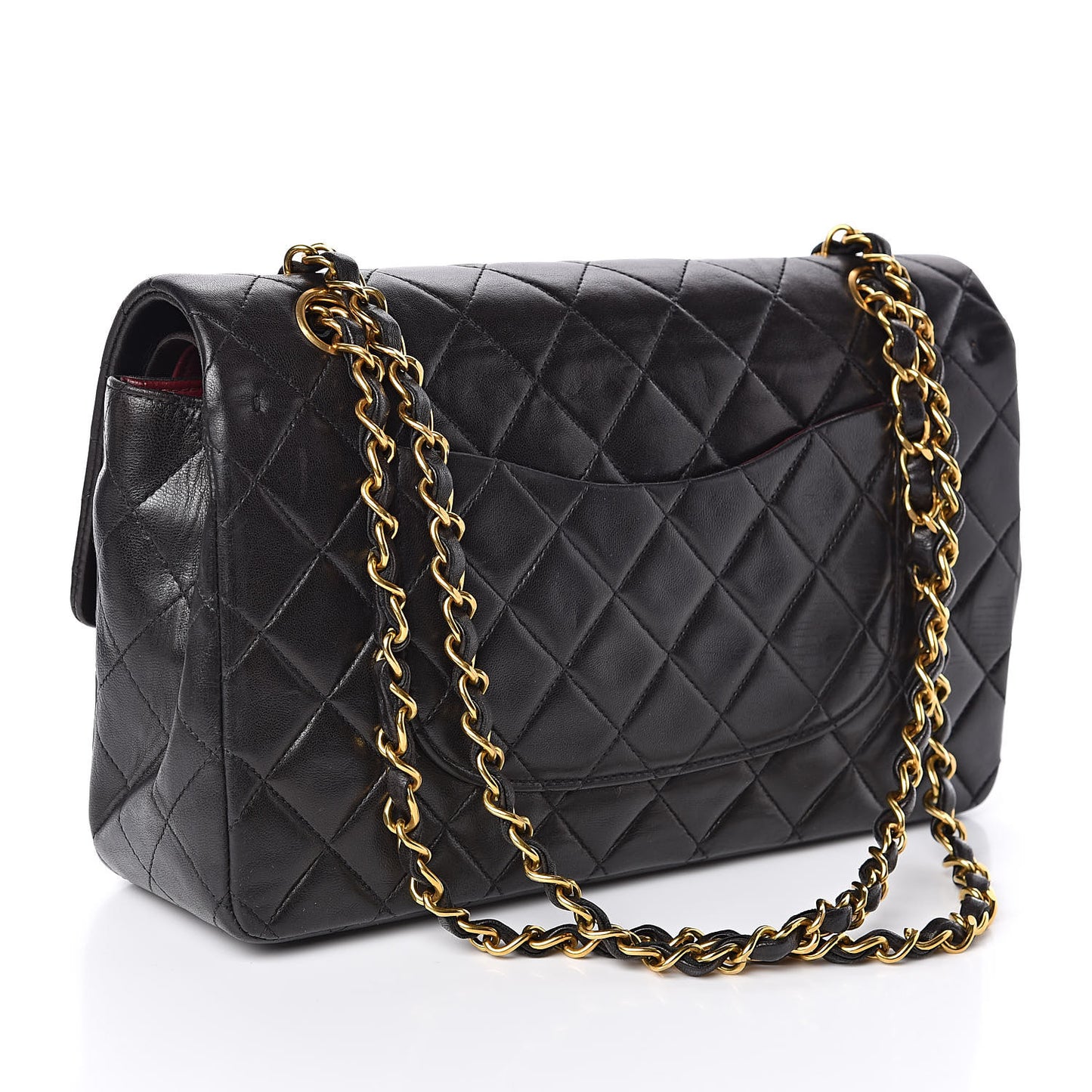 Lambskin Quilted Medium Double Flap Black