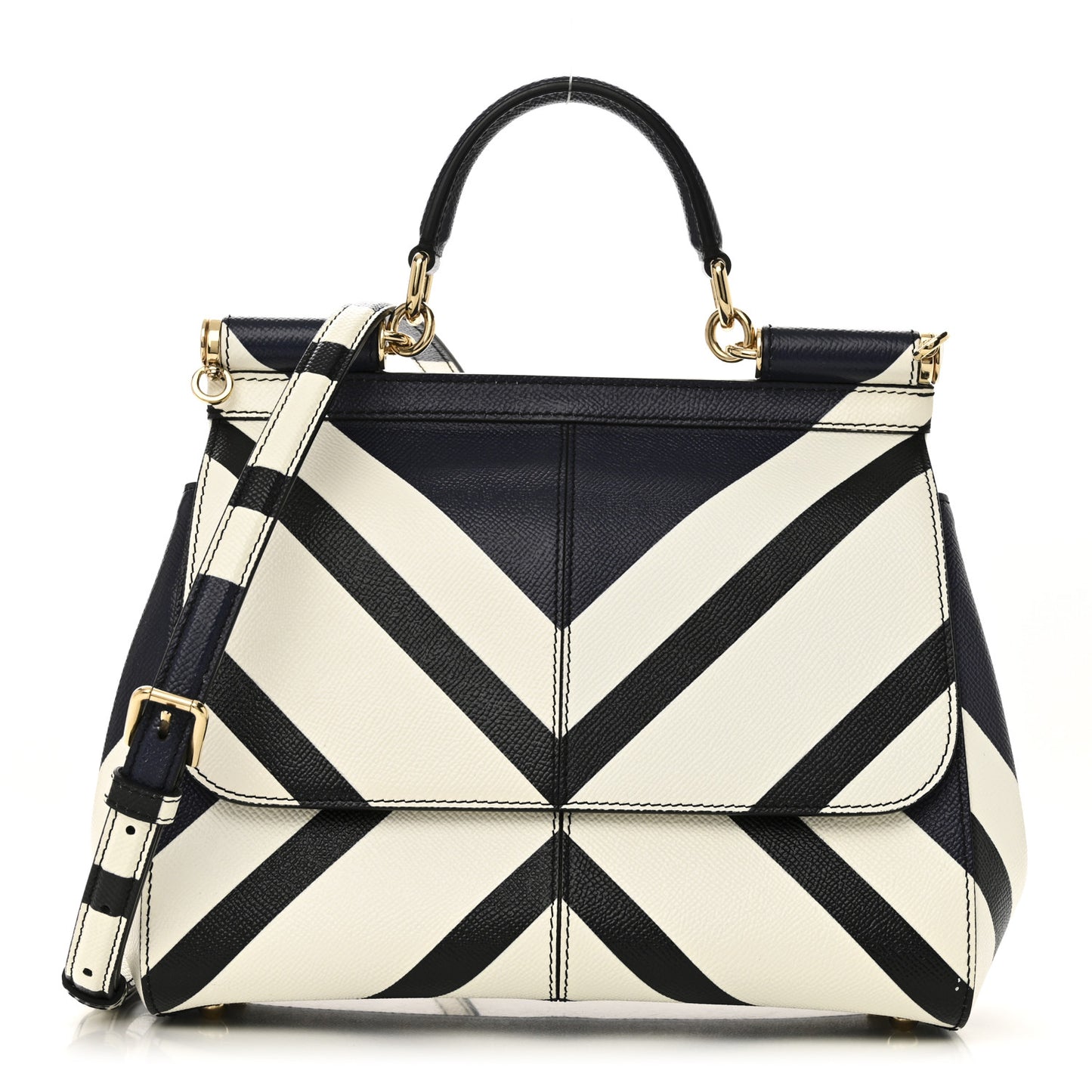 Dauphine Chevron Striped Medium Miss Sicily Satchel Blue