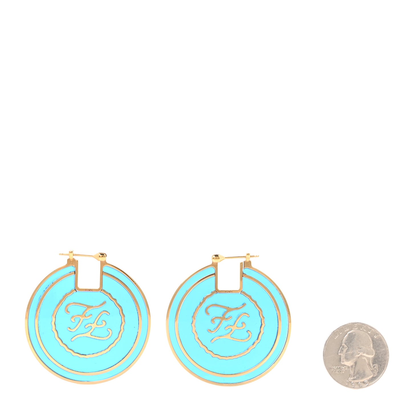 Metal Enamel Karligraphy Round Earrings Blu Royal Oro Soft