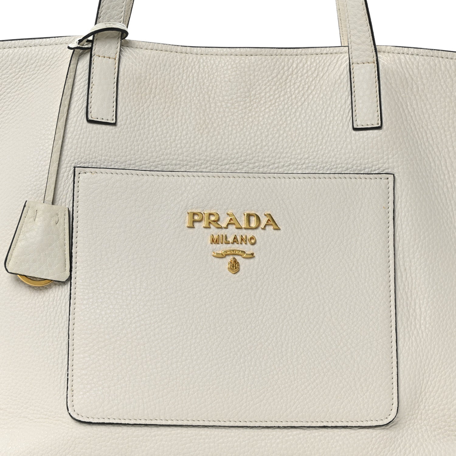 Prada Vitello Daino Pocket Shopping Tote Bianco 7 of 9
