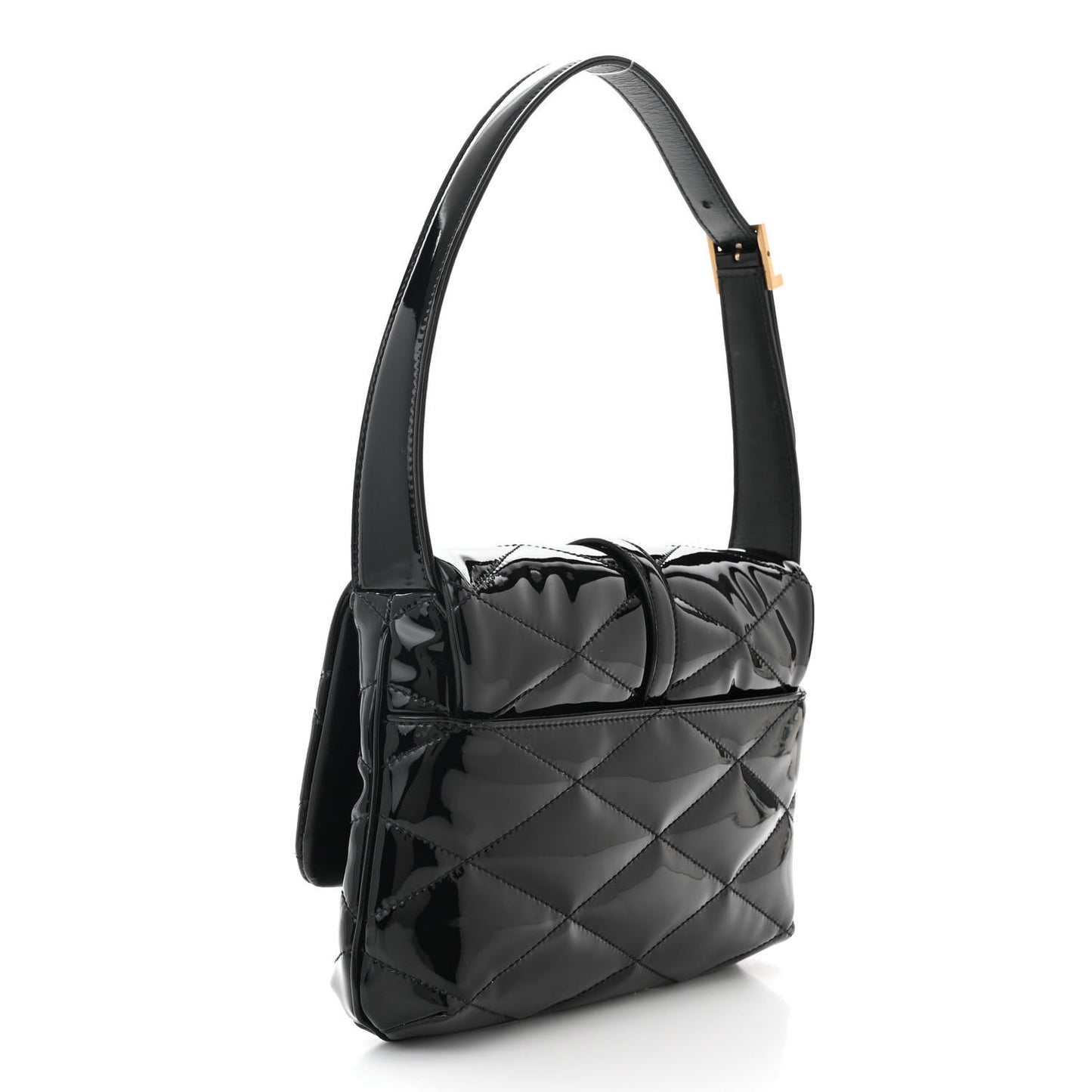 Patent Quilted Le 57 Diamond Shoulder Bag Black