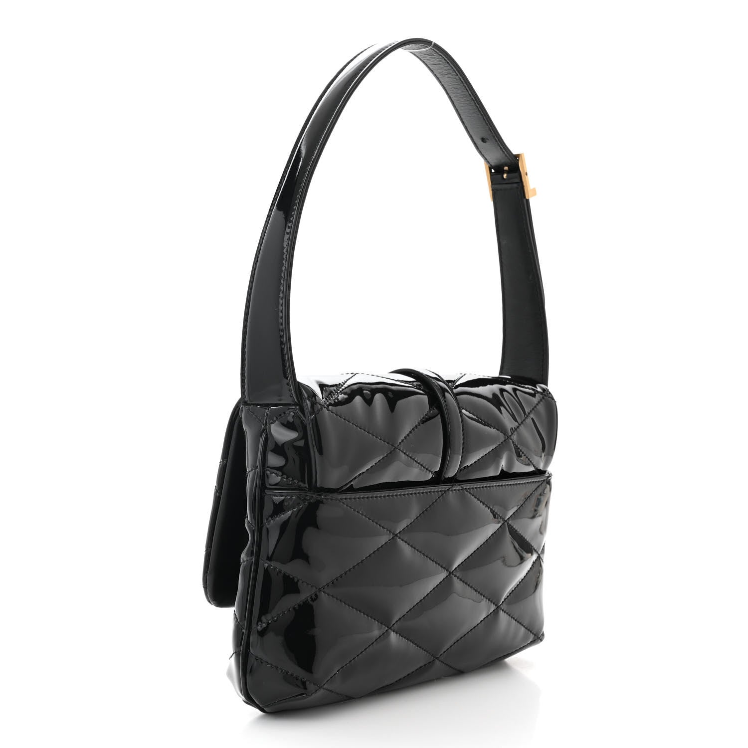 Saint Laurent Patent Quilted Le 57 Diamond Shoulder Bag Black 3 of 10