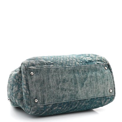 Chanel Denim Camellia Embroidered Medium Just Mademoiselle Blue 4 of 11