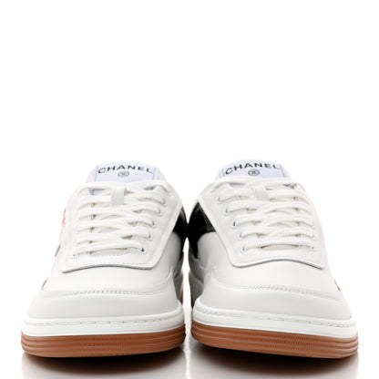 Chanel Calfskin Womens CC Sneakers 38 White Black Red 2 of 8