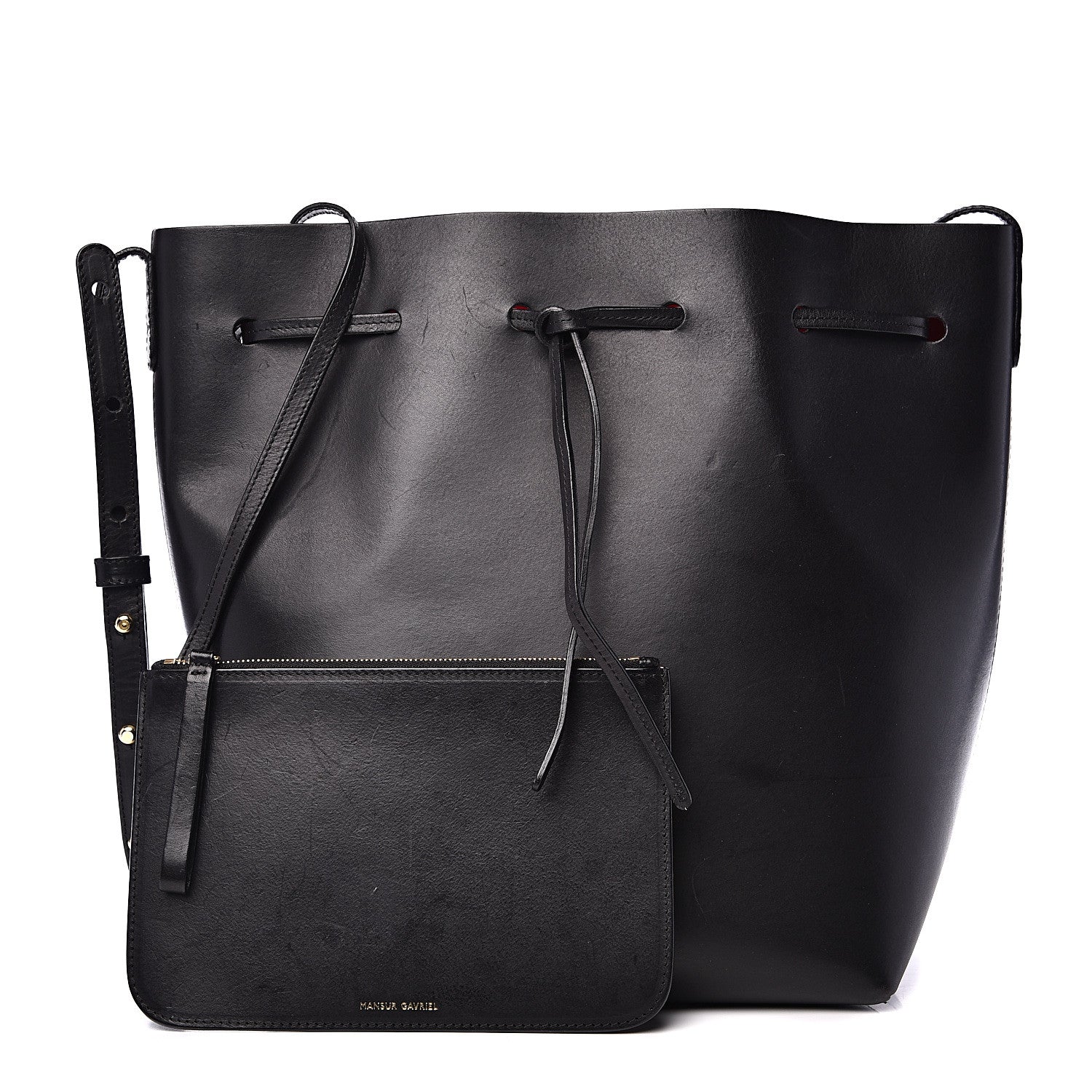 Mansur Gavriel Vegetable Tanned Calfskin Bucket Bag Black Flamma 1 of 17
