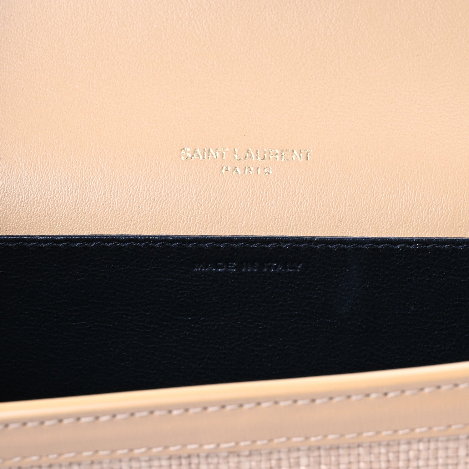 Saint Laurent Micro Raffia Monogram Uptown Chain Wallet Natural Hay Blush 7 of 11
