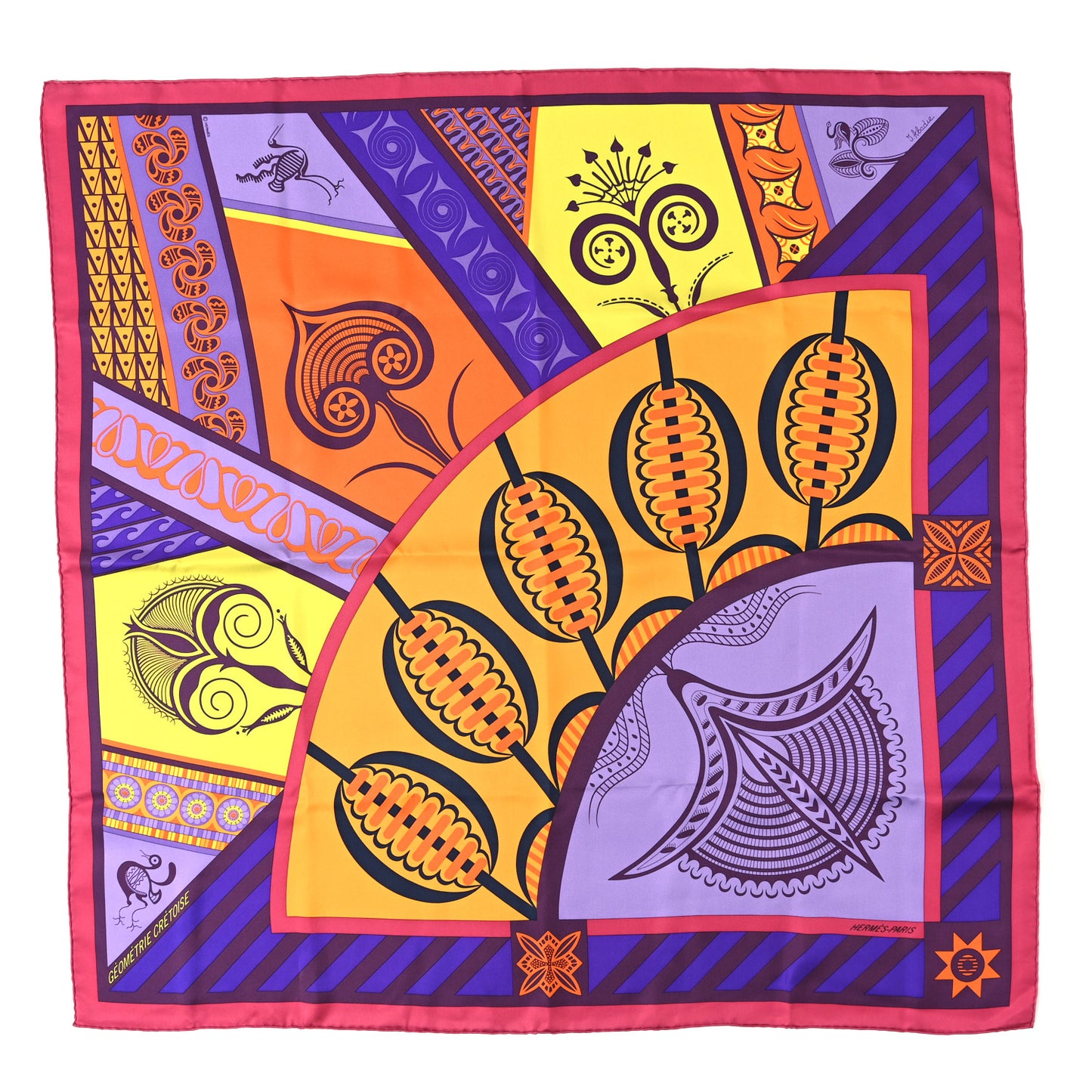 Silk Geometrie Cretoise Scarf 90
