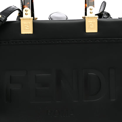 Fendi Vitello King Plexiglass Logo Embossed Small Fendi Sunshine Shopper Tote  Black 7 of 9