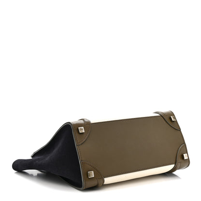 Celine Textured Calfskin Suede Tri-color Mini Luggage Cream 4 of 12