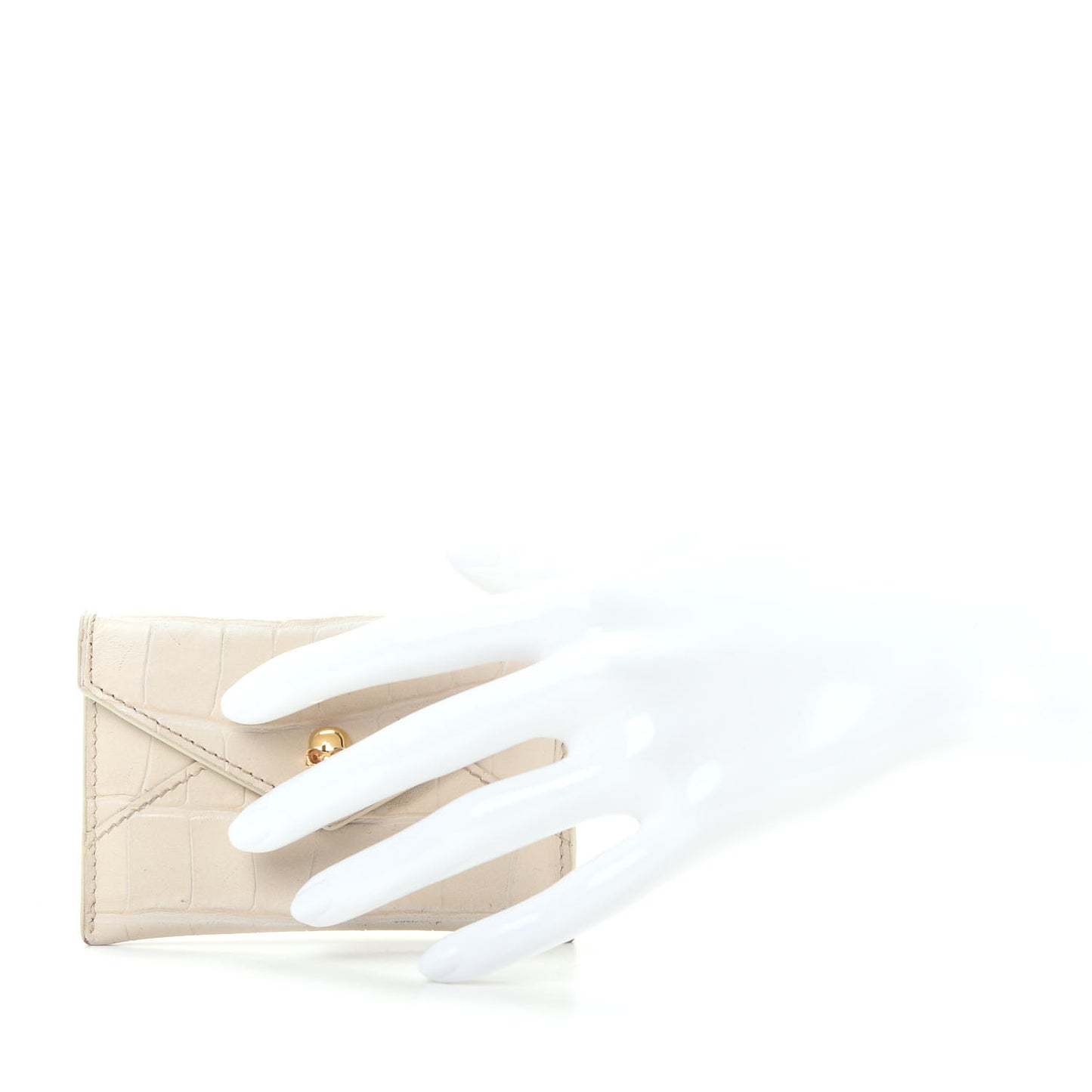 Calfskin Crocodile Embossed Skull Envelope Card Holder Cream