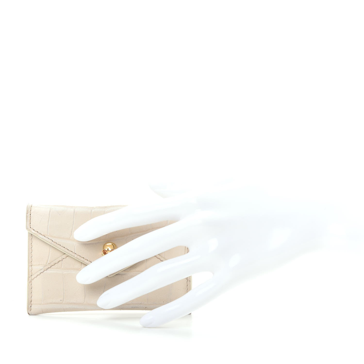 Alexander McQueen Calfskin Crocodile Embossed Skull Envelope Card Holder Cream 2 of 8