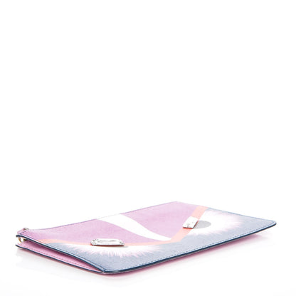 Fendi Vitello Elite Crystal Eye Monster Zip Pouch Cobalt Multicolor 4 of 7