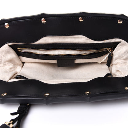 Gucci Calfskin Bamboo Frame Top Tassel Clutch Black 4 of 11
