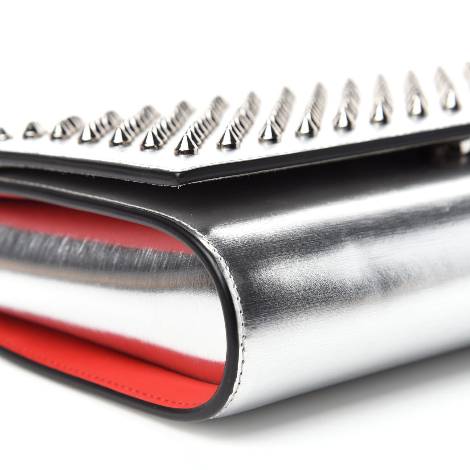 Christian Louboutin Metallic Calfskin Spikes Multimetal Paloma Clutch Silver 6 of 10