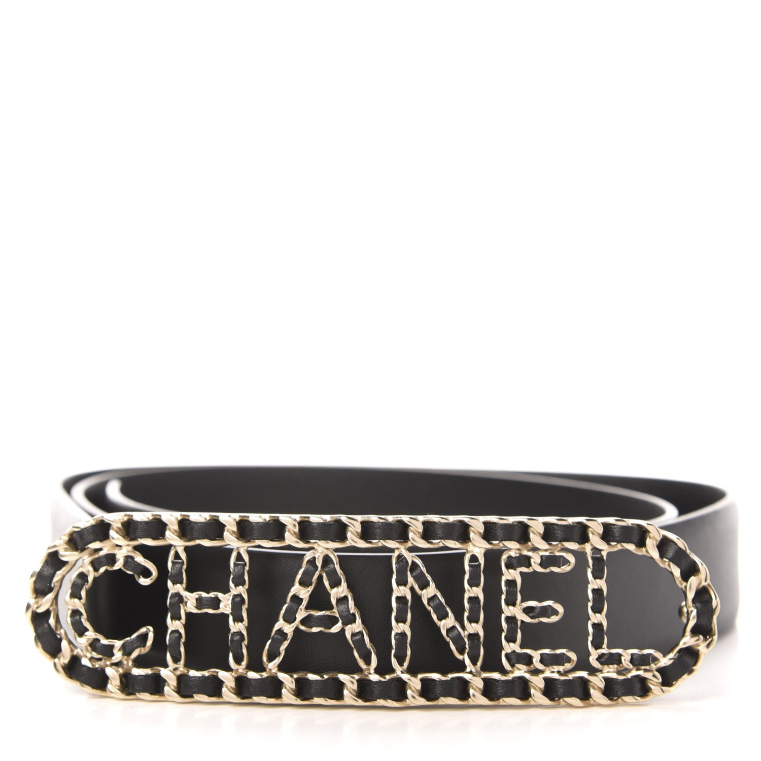 Chanel Calfskin CC Chain Vintage Allure Logo Belt 85 34 Black 7 of 8