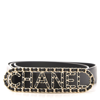Chanel Calfskin CC Chain Vintage Allure Logo Belt 85 34 Black 7 of 8