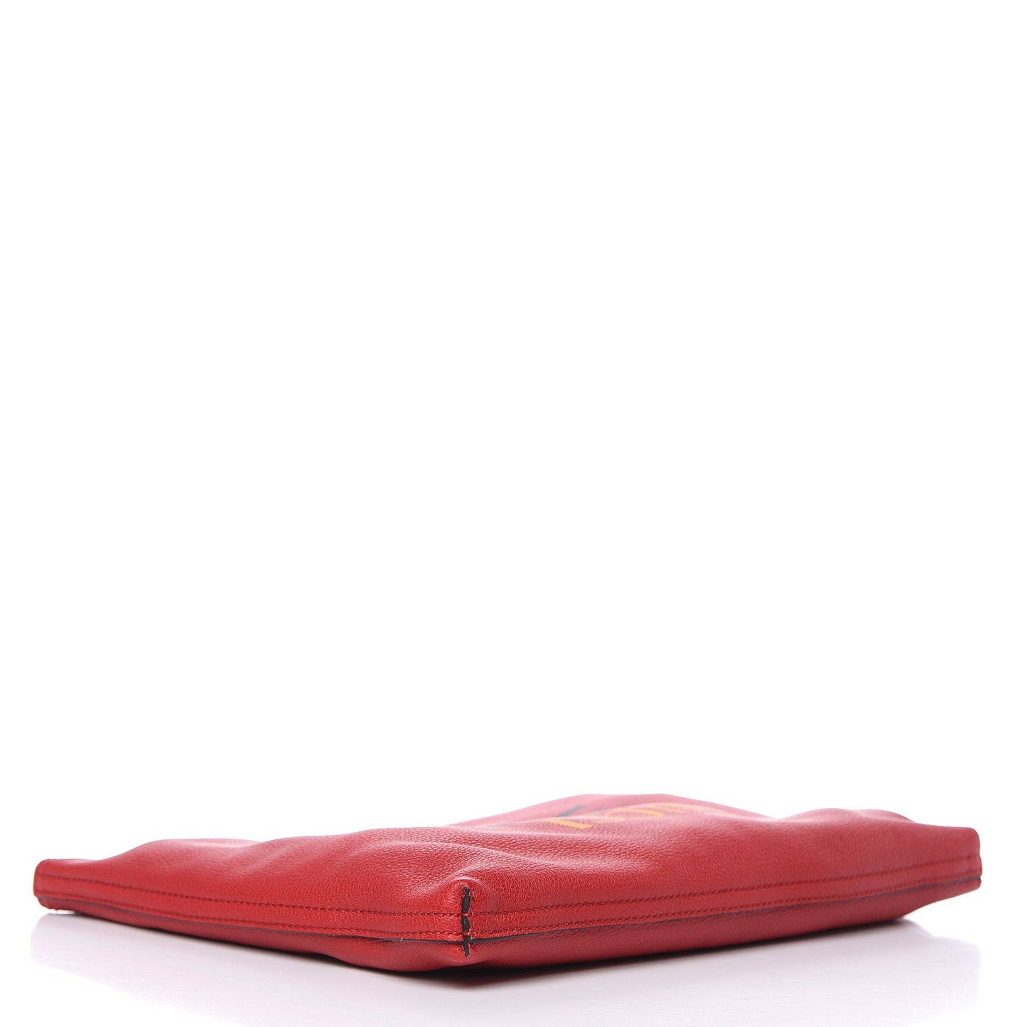 Pebbled Calfskin Medium Logo Portfolio Clutch Hibiscus Red