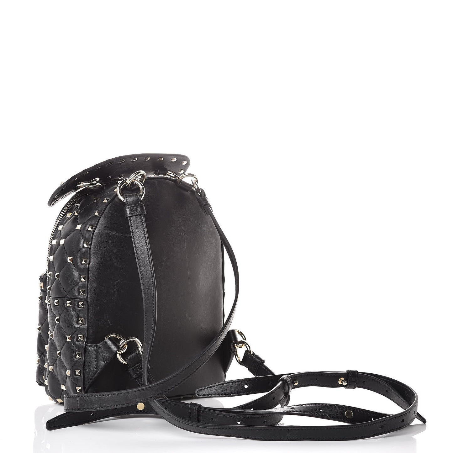 Lambskin VLTN Print Quilted Mini Rockstud Spike Backpack Black